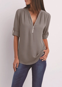 Maica | Damen Bluse Mit Reissverschluss