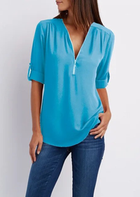 Maica | Damen Bluse Mit Reissverschluss