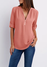 Maica | Damen Bluse Mit Reissverschluss