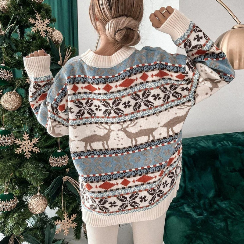 Gemütlicher & wärmender Damen-Pullover im Weihnachts-Look