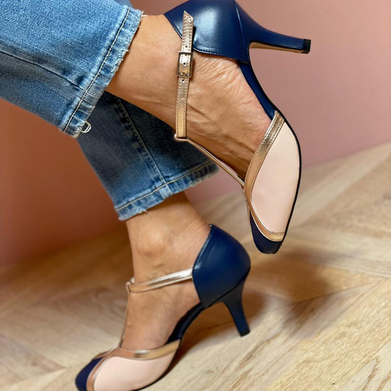 Elegante Damen T-Riemen Pumps mit runder Spitze