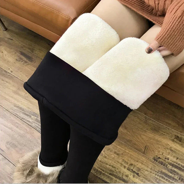 Warme Winterleggings mit Lammfell für Damen