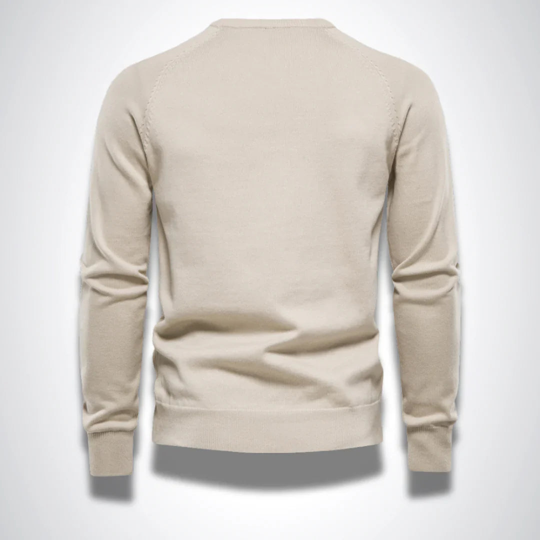 Eleganter plissierter Baumwollpullover für Herren