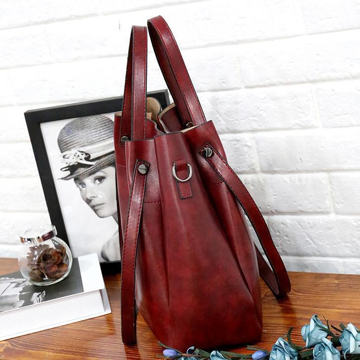 Vintage 4-teiliges Damen Handtaschen-Set aus Öko-Leder
