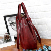 Vintage 4-teiliges Damen Handtaschen-Set aus Öko-Leder