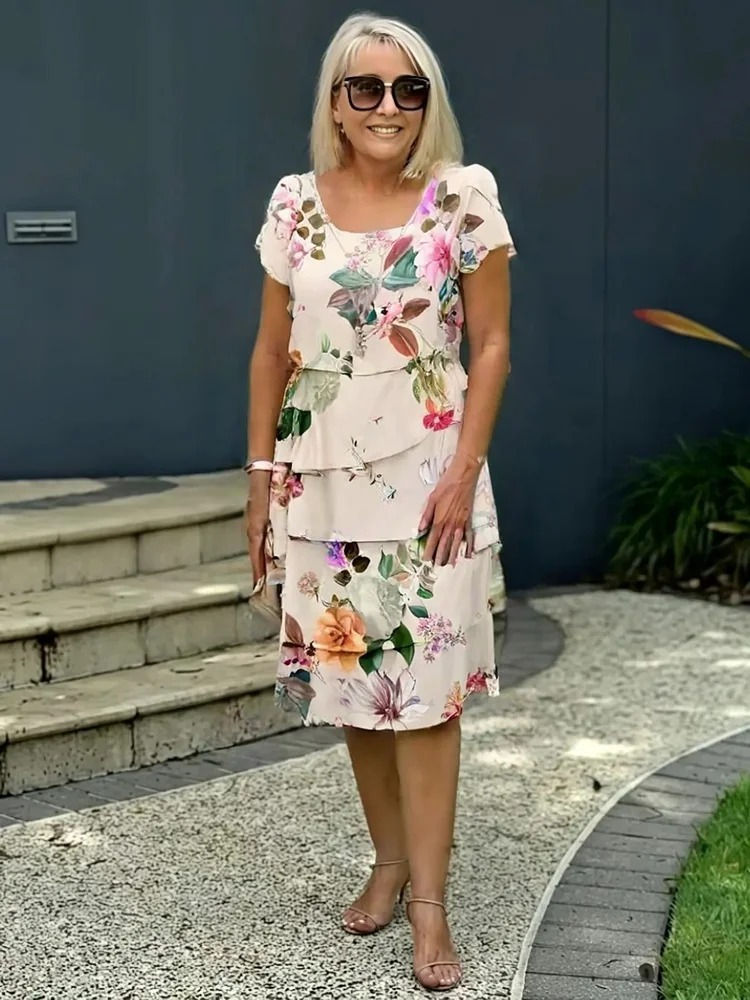 Elegantes Blumen Damen Maxikleid