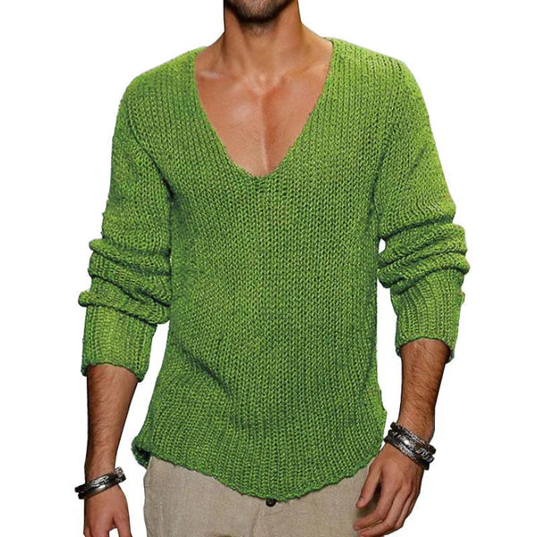 Herren Strickpullover mit V-Ausschnitt - Elegante Passform