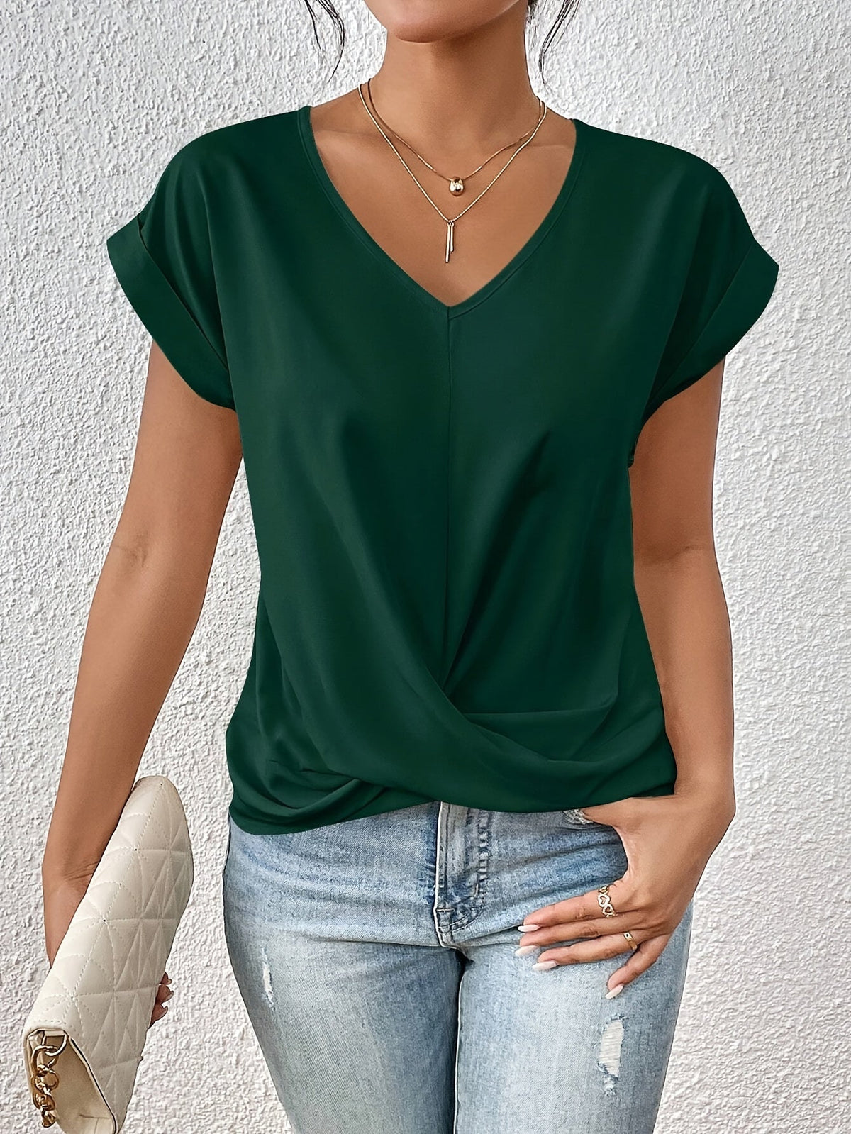 Lässiges Damen T-Shirt V-Ausschnitt Weich