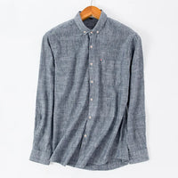 Leinen Button-Down Hemd Herren Langarm