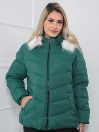 Hochwertige Damen Steppjacke mit abnehmbarer Fellkapuze