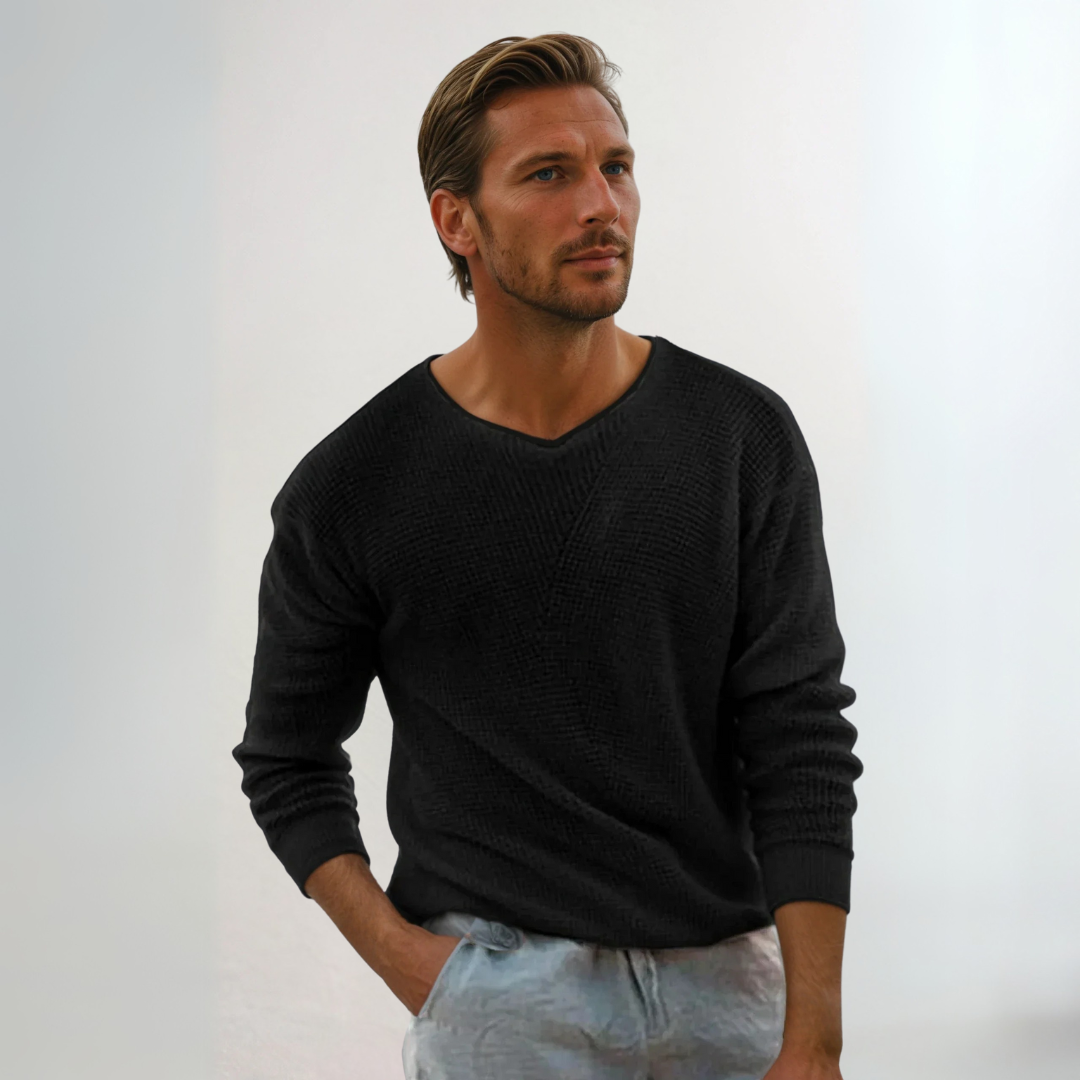 Herren Waffel-Strick Pullover - Klassisch & Bequem