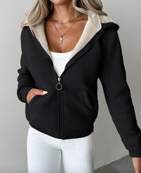 Damen Kapuzenpullover mit Reißverschluss und Fleece-Futter