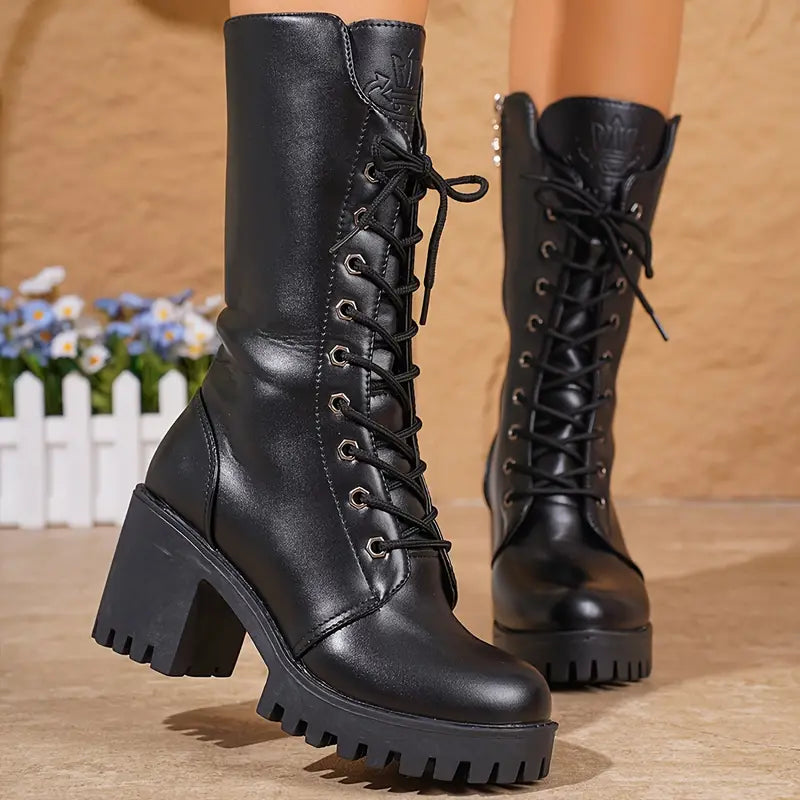 Moderne Lederstiefel mit Reißverschluss für Damen