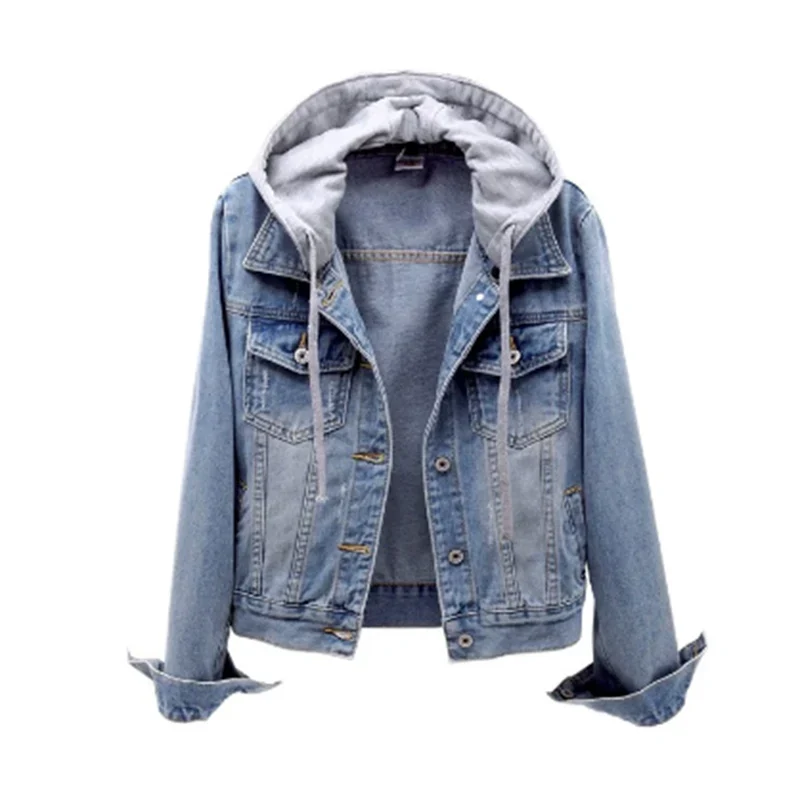 Damen Jacke aus Denim mit abnehmbarer Kapuze