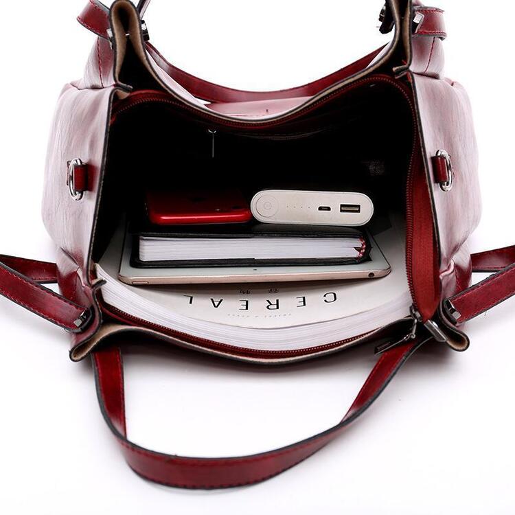 Vintage 4-teiliges Damen Handtaschen-Set aus Öko-Leder