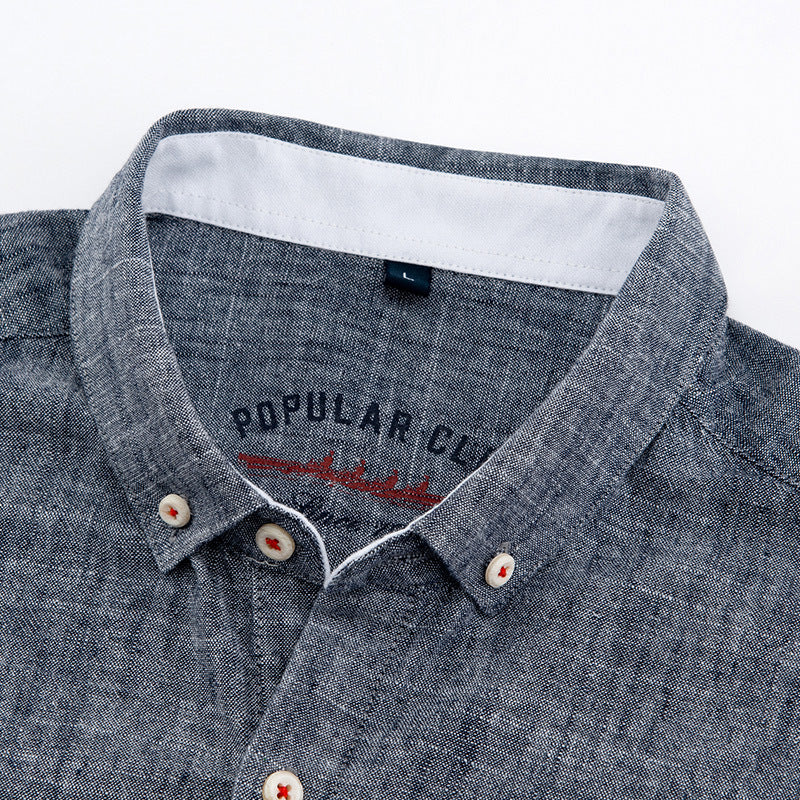 Leinen Button-Down Hemd Herren Langarm