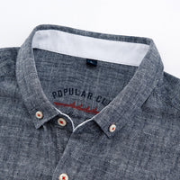 Leinen Button-Down Hemd Herren Langarm
