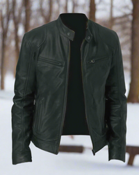 Elegante, glänzende, gut sitzende Lederjacke für Herren