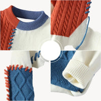 Auffälliger Designer-Strickpullover für Herren mit Patches