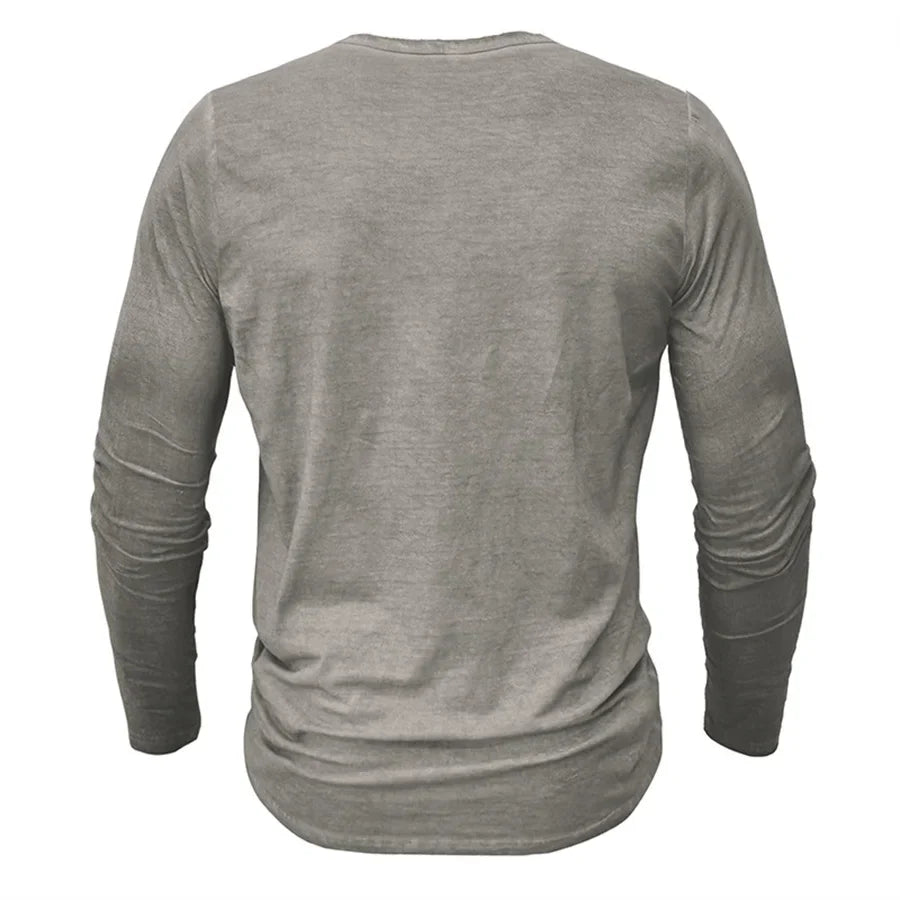 Herren Langarm Henley Shirt aus Baumwolle - Casual Comfort