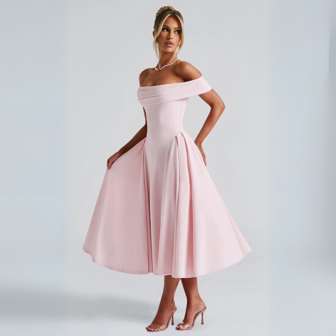 Damen Midi-Kleid Elegant Rosa