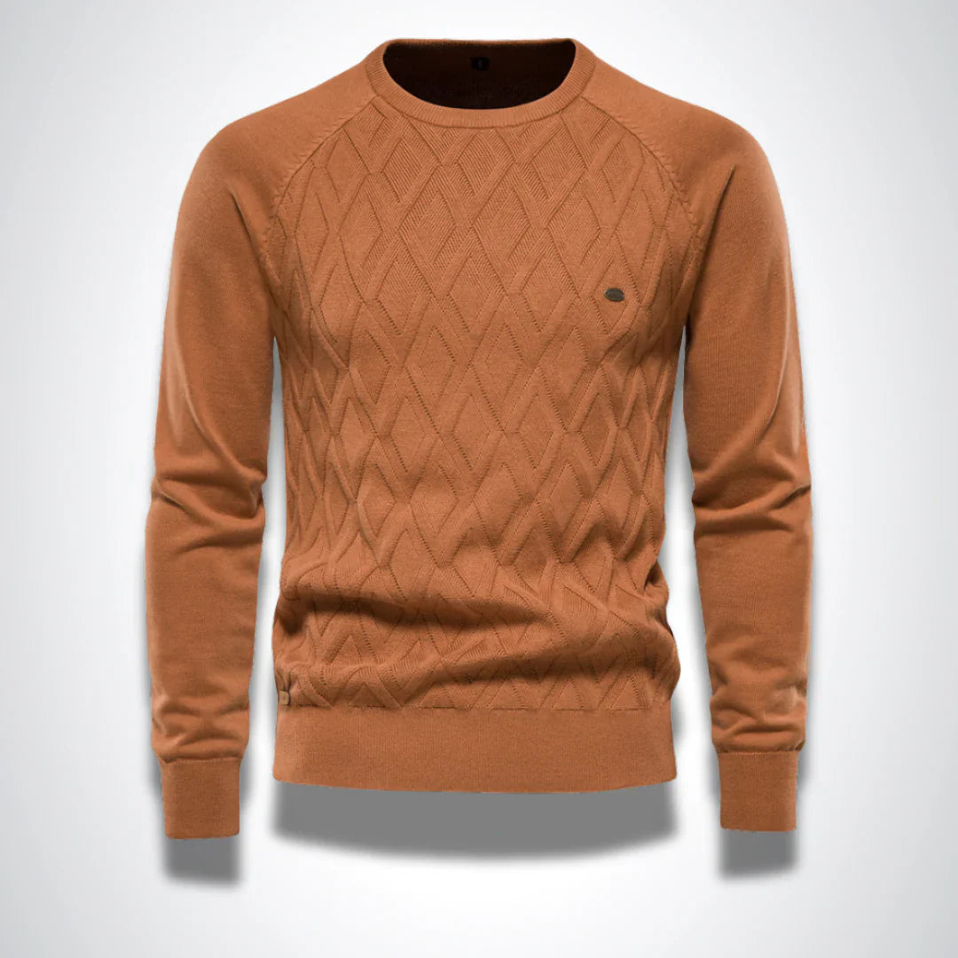 Eleganter plissierter Baumwollpullover für Herren