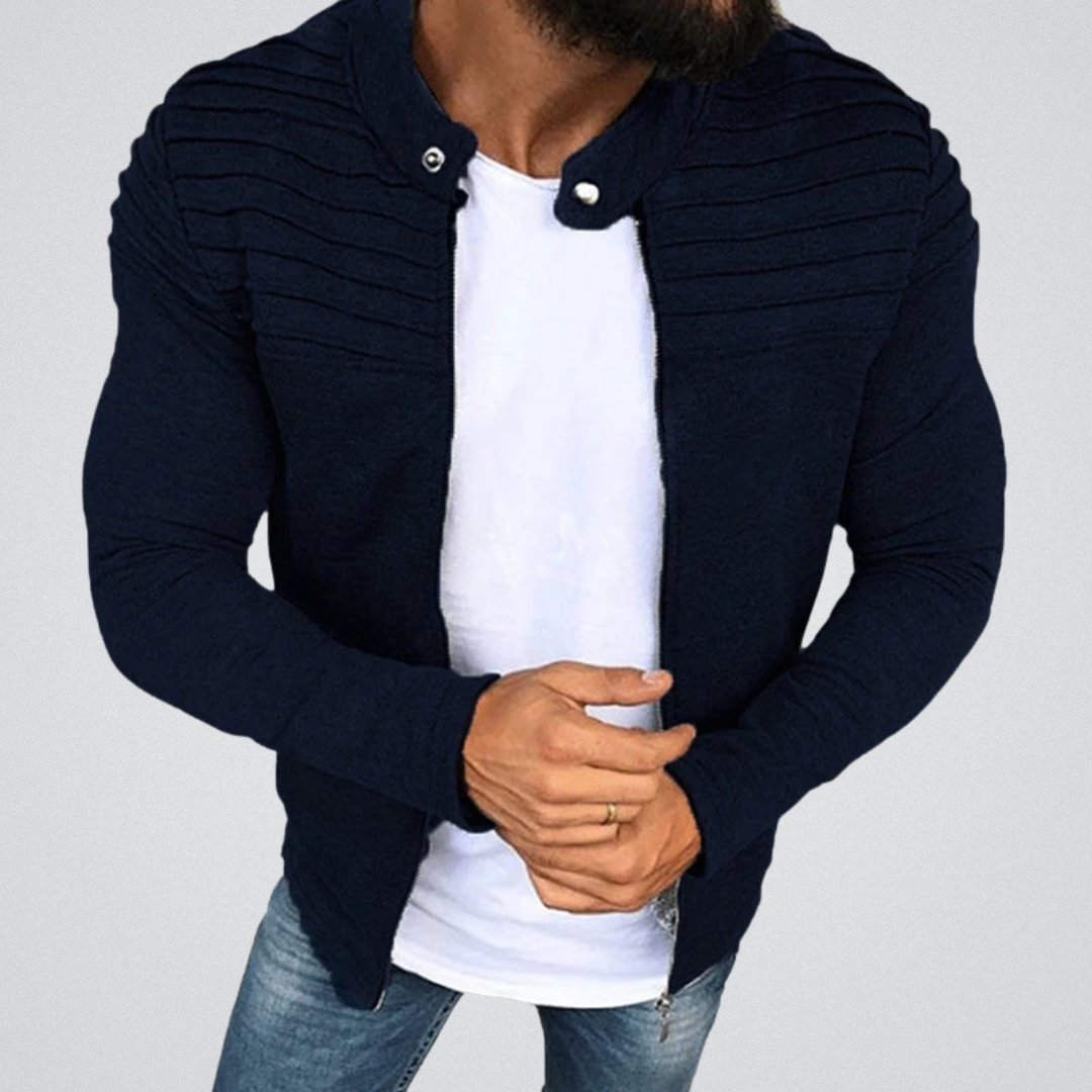 Slim Fit Herren-Strickjacke mit Faltendetail