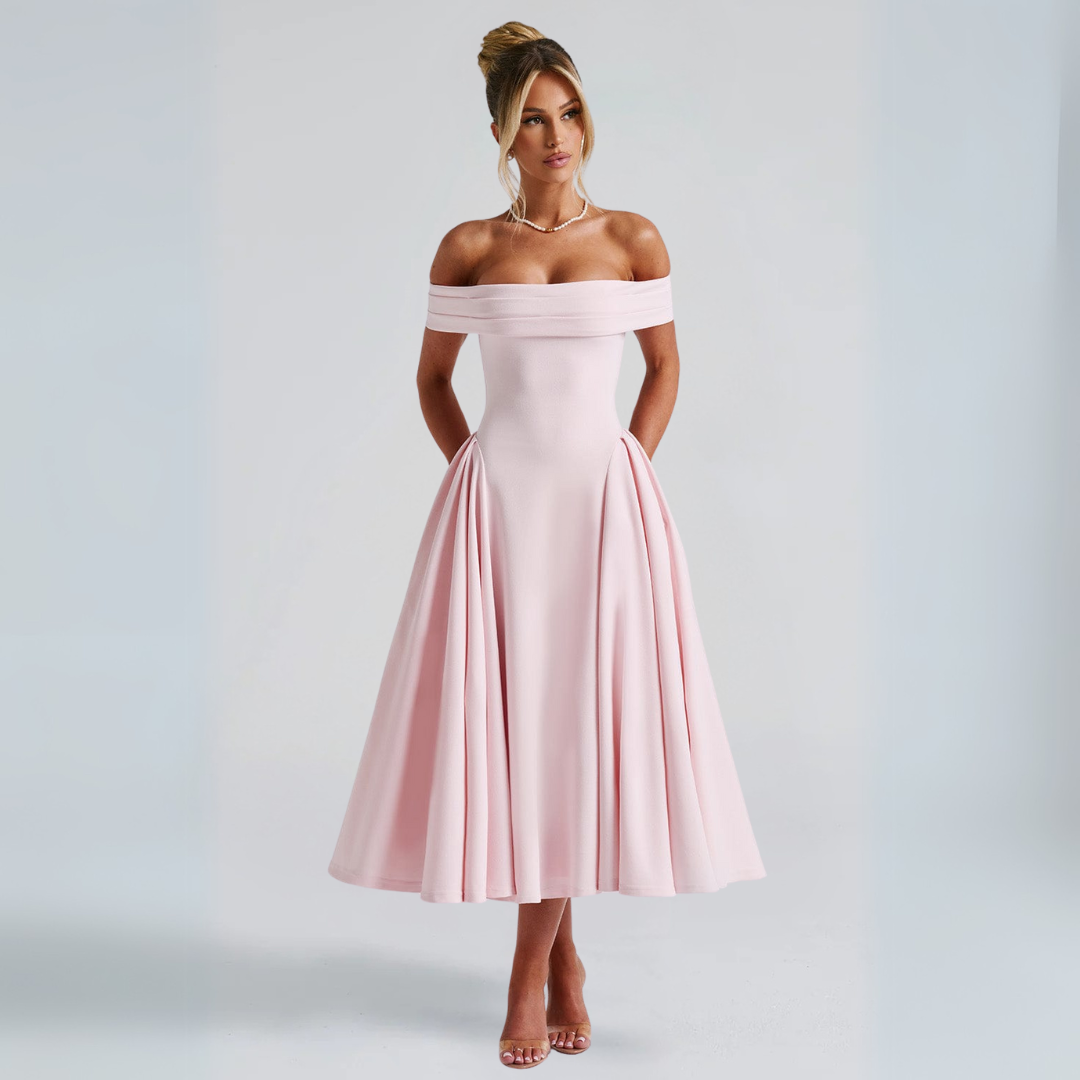 Damen Midi-Kleid Elegant Rosa