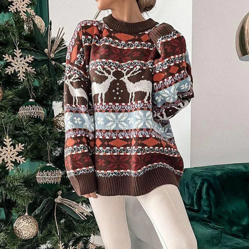 Gemütlicher & wärmender Damen-Pullover im Weihnachts-Look