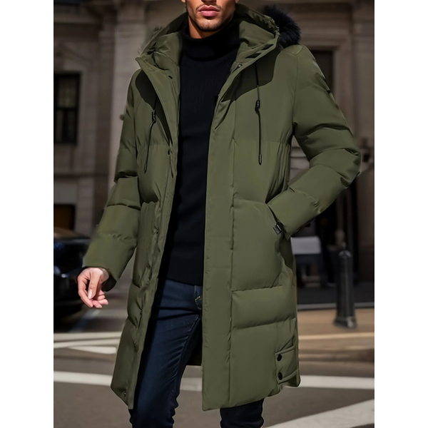 Herren Winterparka | Lange Jacke mit Kapuze