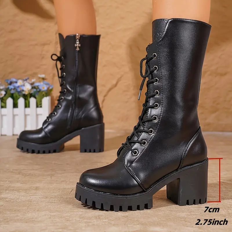 Moderne Lederstiefel mit Reißverschluss für Damen