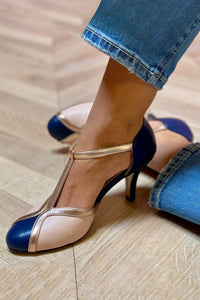 Elegante Damen T-Riemen Pumps mit runder Spitze