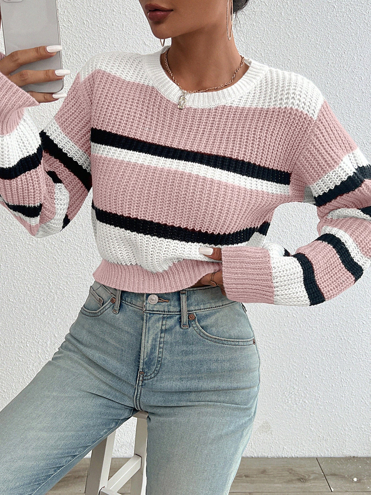 Damen Strickpullover mit rundem Ausschnitt