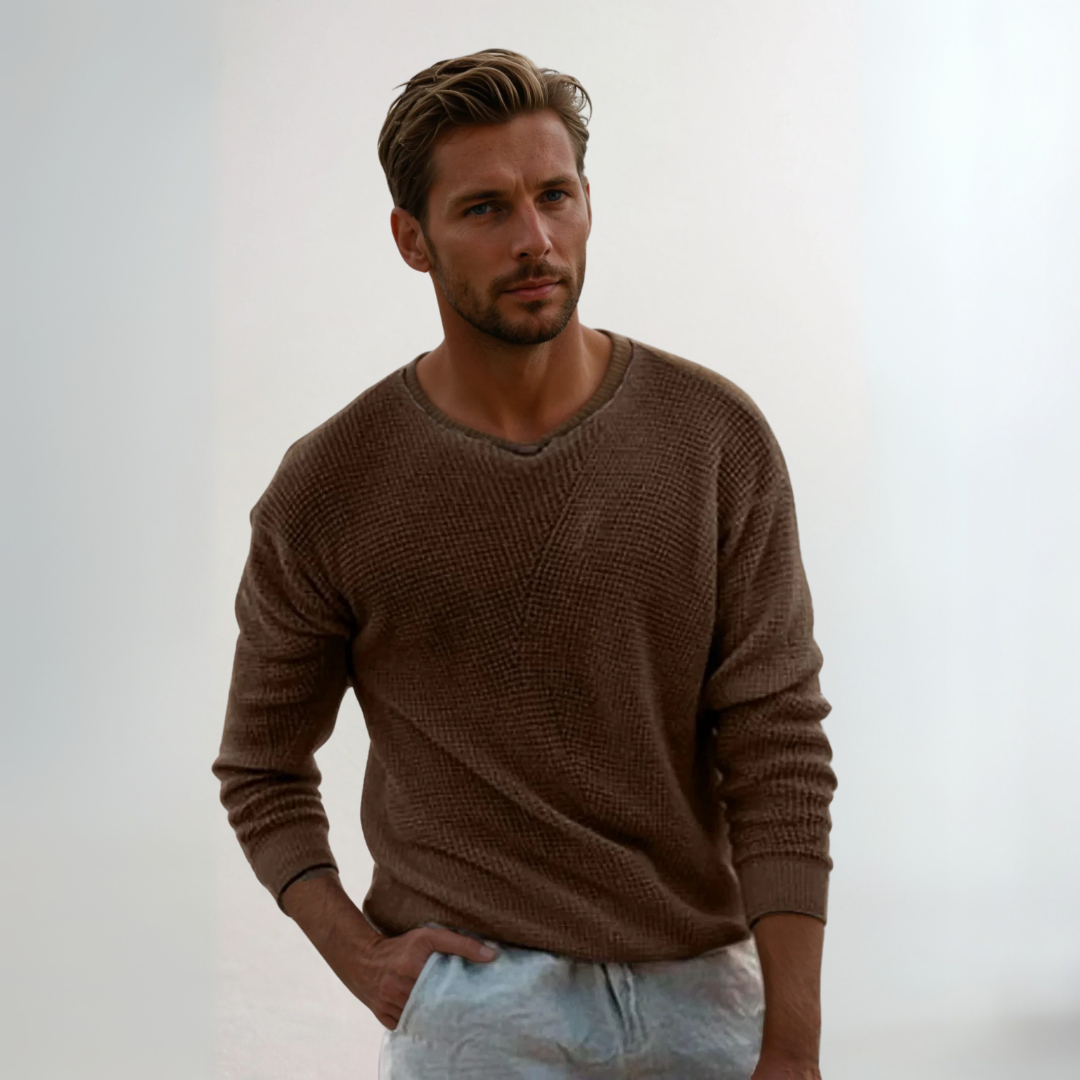 Herren Waffel-Strick Pullover - Klassisch & Bequem