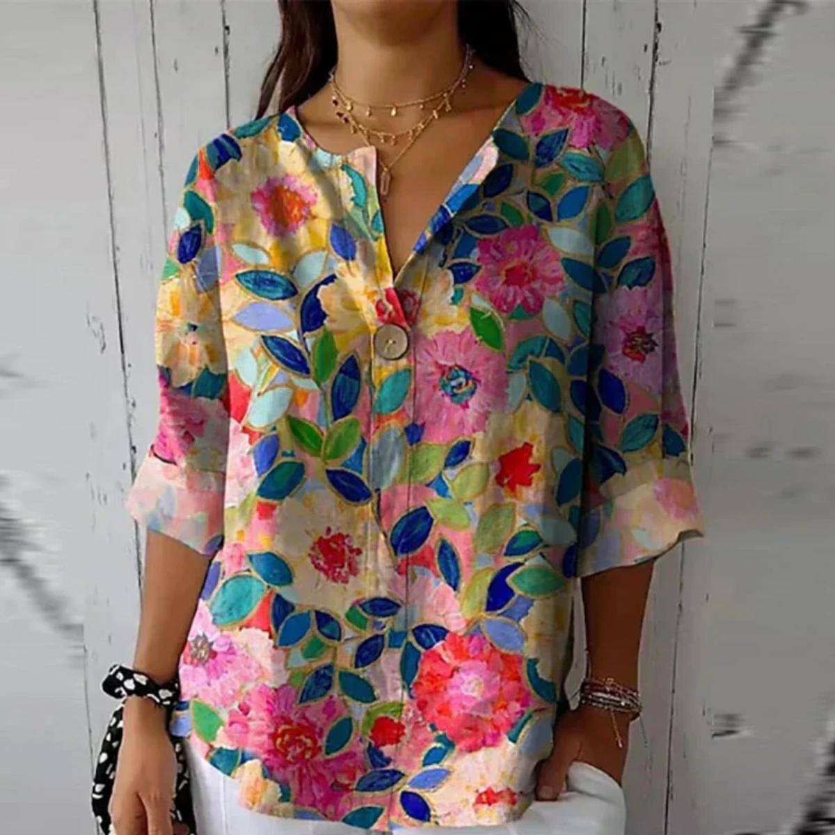 Florale Damen Bluse Langarm