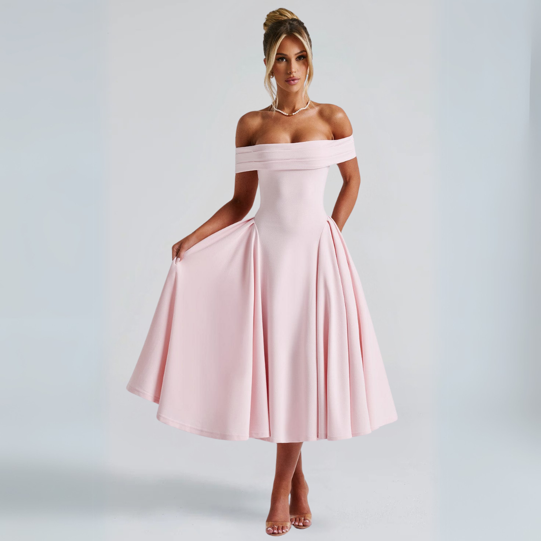 Damen Midi-Kleid Elegant Rosa