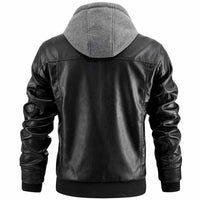 Premium hochwertige Lederjacke mit Kapuze für Herren