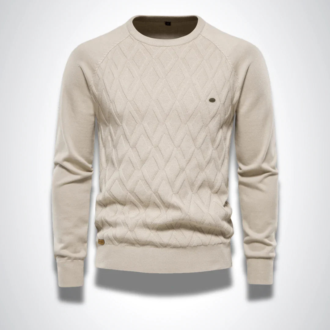 Eleganter plissierter Baumwollpullover für Herren