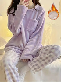 Warmes Pyjama-Set aus weichem Material für Damen