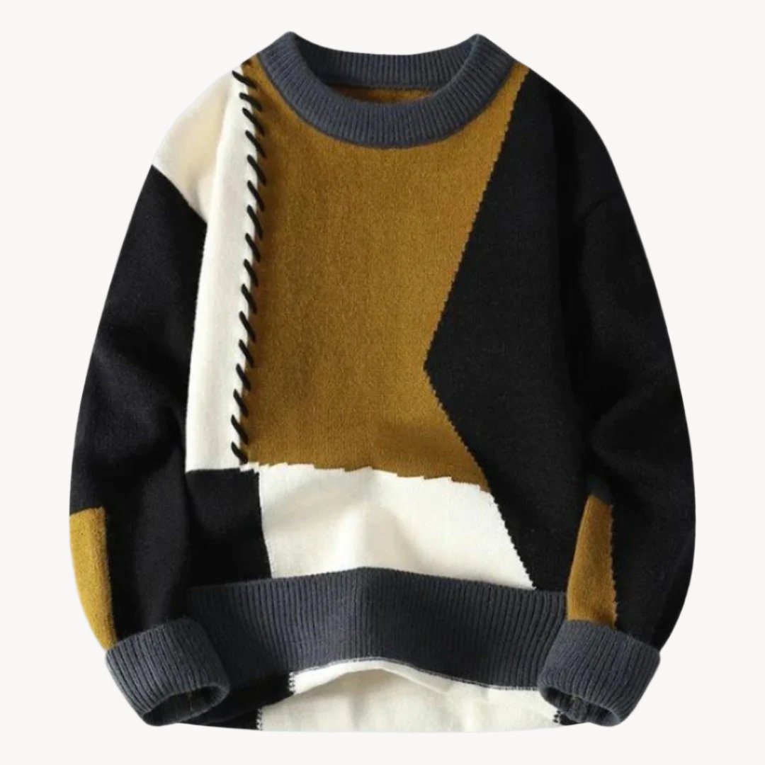 Auffälliger Designer-Strickpullover für Herren mit Patches