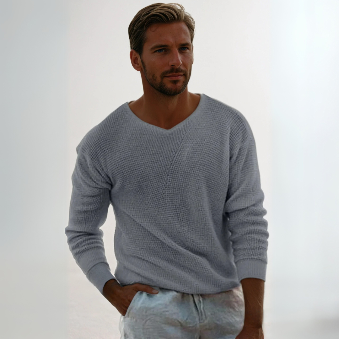 Herren Waffel-Strick Pullover - Klassisch & Bequem