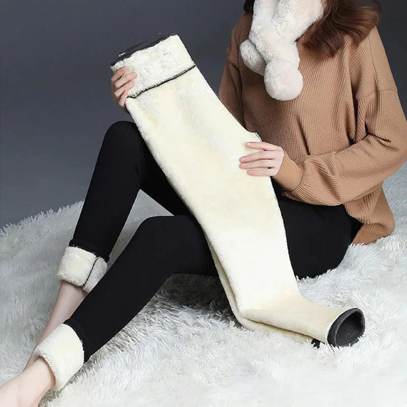 Warme Winterleggings mit Lammfell für Damen