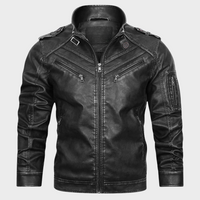 Herren Motor Lederjacke Schwarz Klassisch