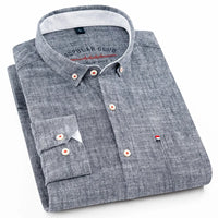 Leinen Button-Down Hemd Herren Langarm