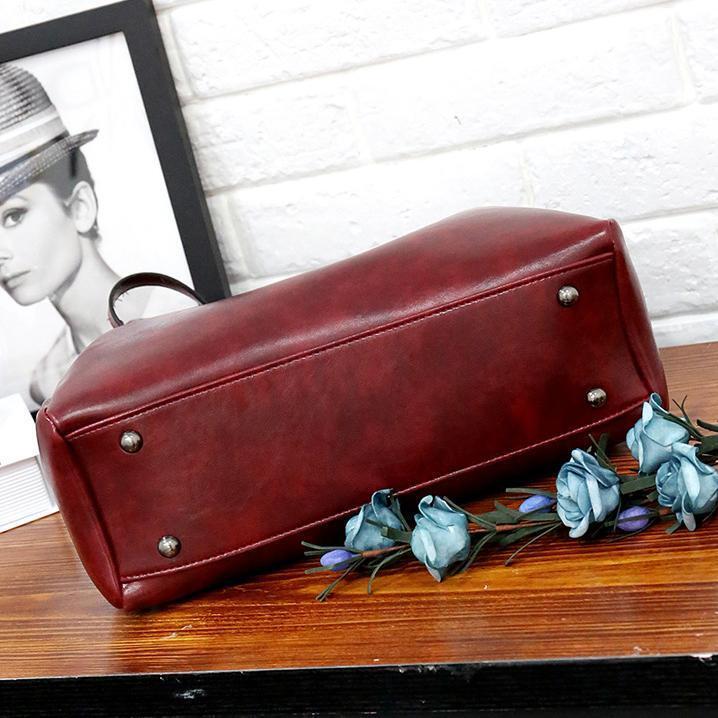 Vintage 4-teiliges Damen Handtaschen-Set aus Öko-Leder