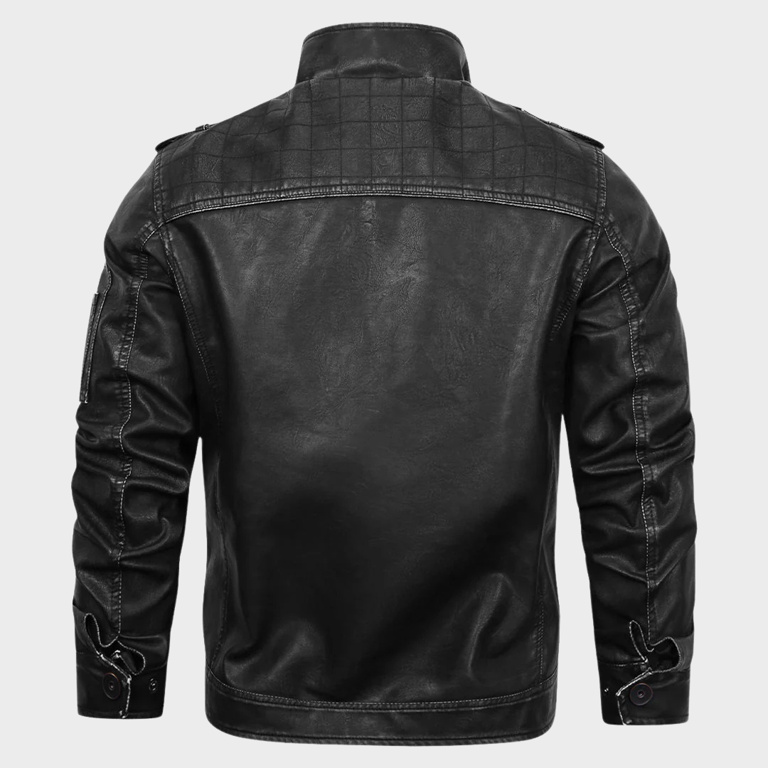 Herren Motor Lederjacke Schwarz Klassisch