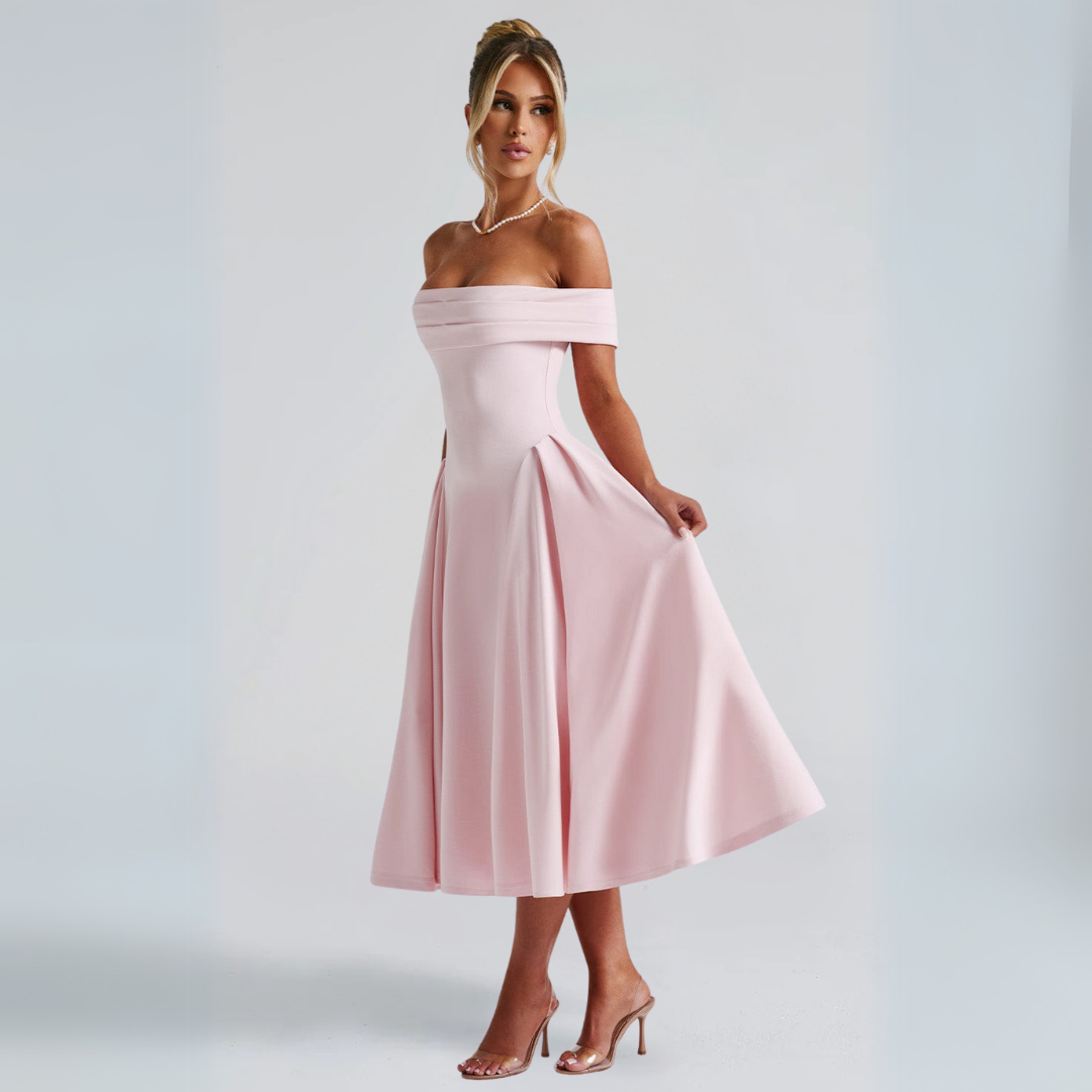 Damen Midi-Kleid Elegant Rosa