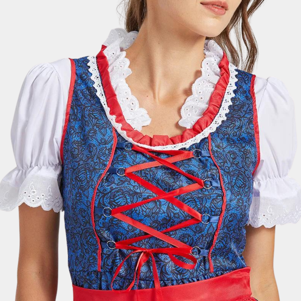 Elegantes Damen Dirndl für Oktoberfest in Blau