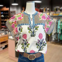 Bestickte Boho Damen Bluse