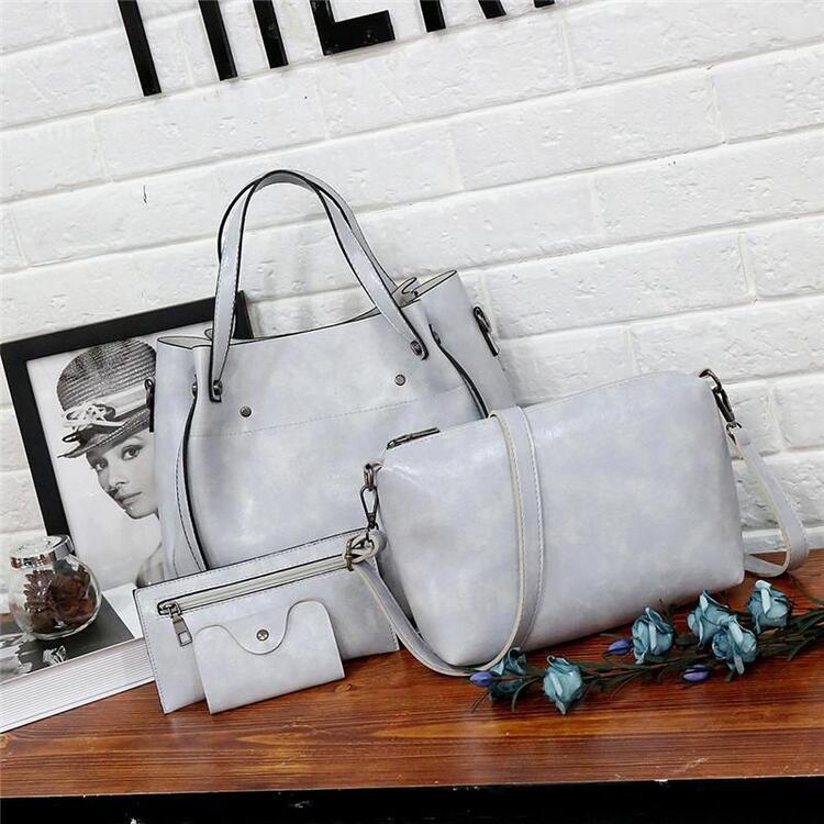Vintage 4-teiliges Damen Handtaschen-Set aus Öko-Leder